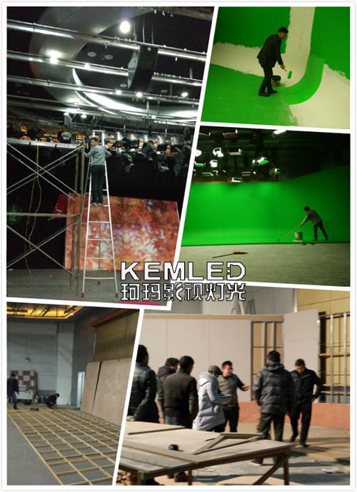 湖南師范大學校園電視臺<a href='/Product/product-0001,0075.shtml' class='keys' title='點擊查看關于LED演播室燈光的相關信息' target='_blank'>LED演播室燈光</a>工程施工中